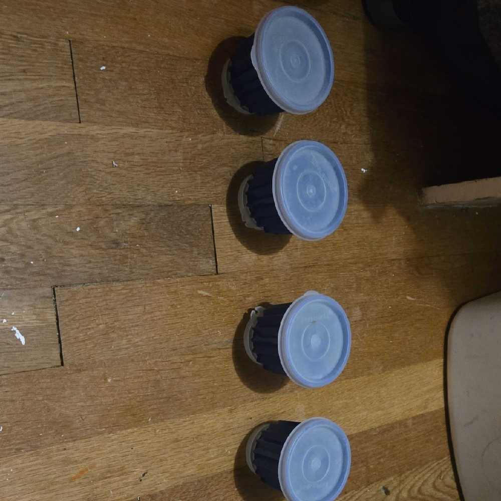Set of Four Blue and Clear Storage Containers